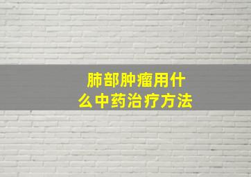 肺部肿瘤用什么中药治疗方法