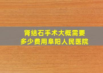 肾结石手术大概需要多少费用阜阳人民医院