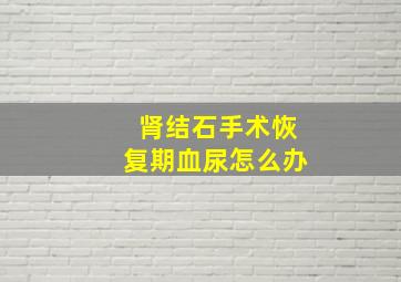 肾结石手术恢复期血尿怎么办