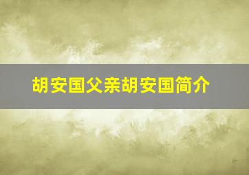 胡安国父亲胡安国简介