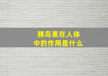 胰岛素在人体中的作用是什么