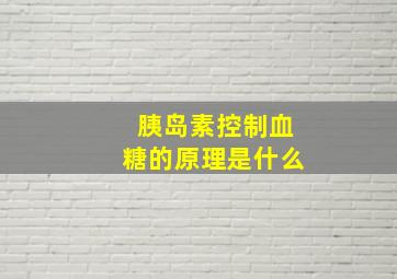 胰岛素控制血糖的原理是什么