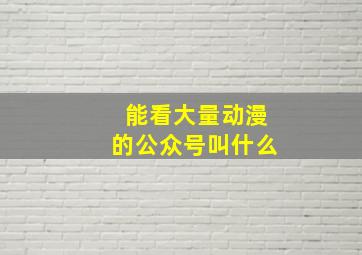 能看大量动漫的公众号叫什么