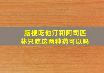 脑梗吃他汀和阿司匹林只吃这两种药可以吗