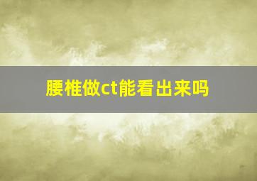 腰椎做ct能看出来吗