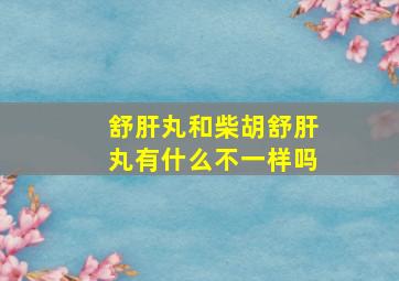 舒肝丸和柴胡舒肝丸有什么不一样吗