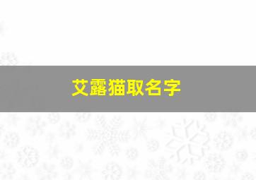 艾露猫取名字