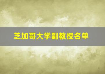 芝加哥大学副教授名单