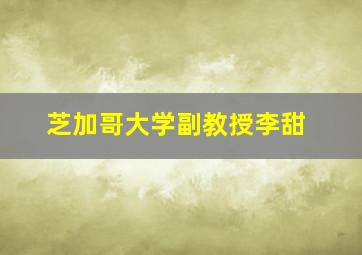 芝加哥大学副教授李甜