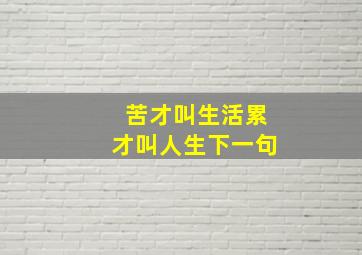 苦才叫生活累才叫人生下一句