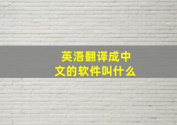 英浯翻译成中文的软件叫什么