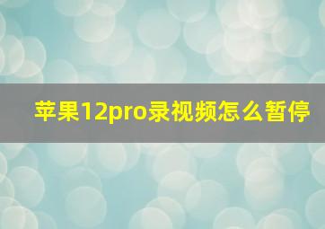 苹果12pro录视频怎么暂停