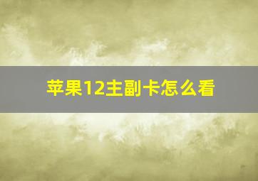 苹果12主副卡怎么看