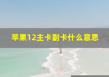 苹果12主卡副卡什么意思