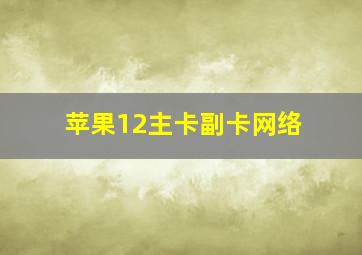 苹果12主卡副卡网络