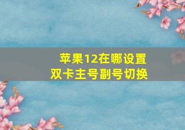 苹果12在哪设置双卡主号副号切换