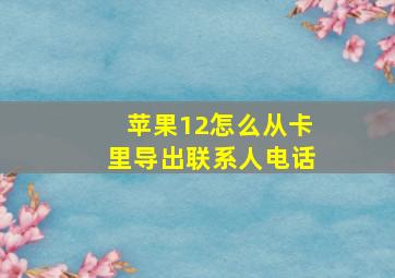 苹果12怎么从卡里导出联系人电话