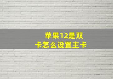 苹果12是双卡怎么设置主卡