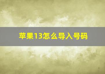 苹果13怎么导入号码