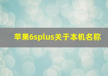 苹果6splus关于本机名称