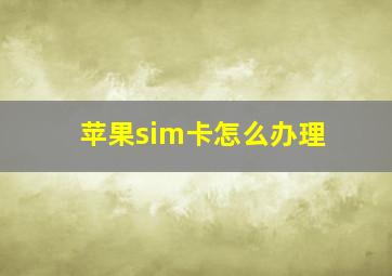 苹果sim卡怎么办理