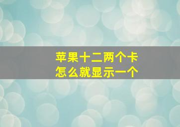 苹果十二两个卡怎么就显示一个