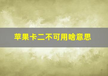 苹果卡二不可用啥意思