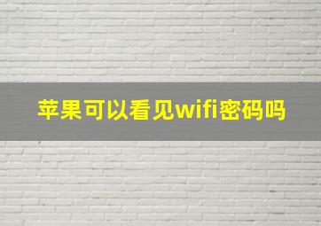 苹果可以看见wifi密码吗