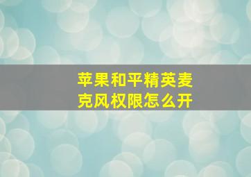 苹果和平精英麦克风权限怎么开