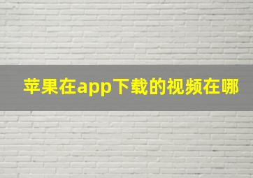 苹果在app下载的视频在哪