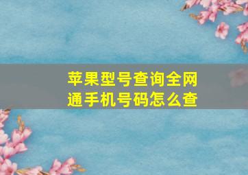 苹果型号查询全网通手机号码怎么查