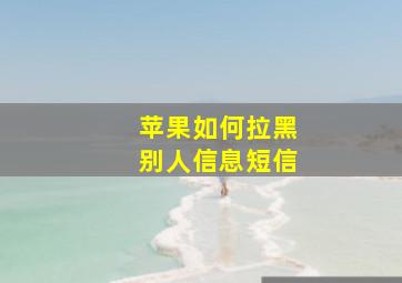 苹果如何拉黑别人信息短信