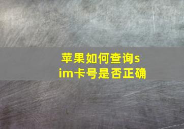 苹果如何查询sim卡号是否正确