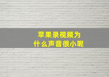 苹果录视频为什么声音很小呢