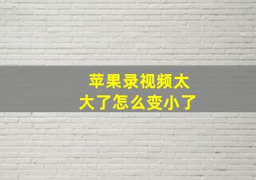 苹果录视频太大了怎么变小了