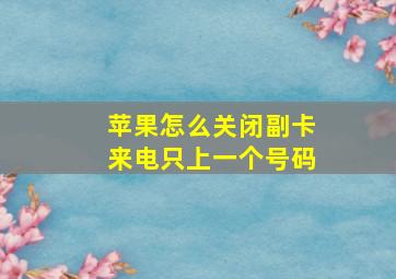 苹果怎么关闭副卡来电只上一个号码