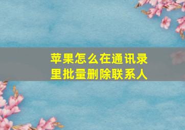 苹果怎么在通讯录里批量删除联系人