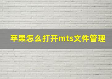 苹果怎么打开mts文件管理