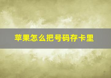 苹果怎么把号码存卡里