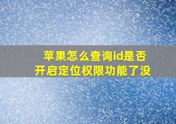 苹果怎么查询id是否开启定位权限功能了没