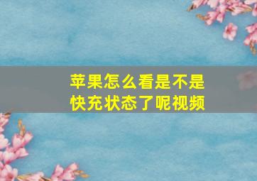 苹果怎么看是不是快充状态了呢视频