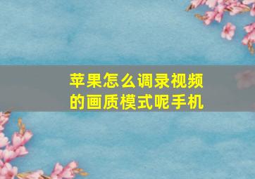 苹果怎么调录视频的画质模式呢手机