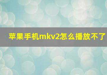 苹果手机mkv2怎么播放不了