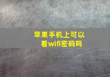 苹果手机上可以看wifi密码吗