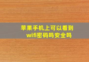 苹果手机上可以看到wifi密码吗安全吗