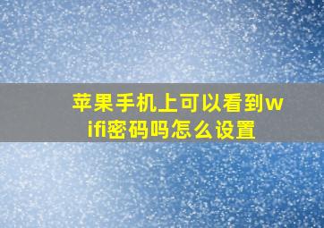 苹果手机上可以看到wifi密码吗怎么设置