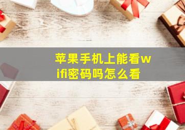 苹果手机上能看wifi密码吗怎么看