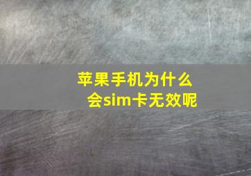 苹果手机为什么会sim卡无效呢