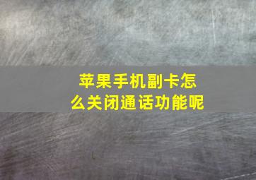 苹果手机副卡怎么关闭通话功能呢