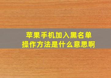 苹果手机加入黑名单操作方法是什么意思啊